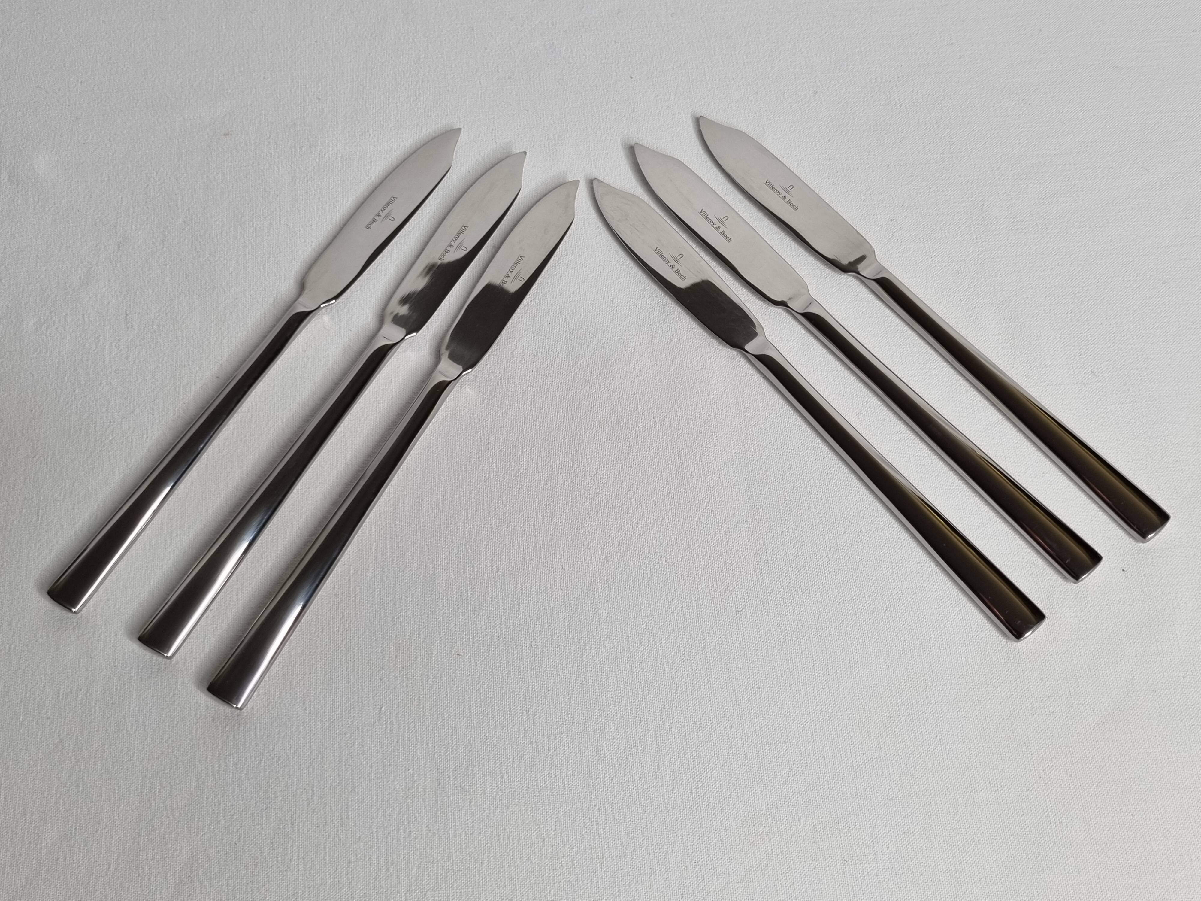 Set of six Villeroy and Boch fish knives, 21 cm