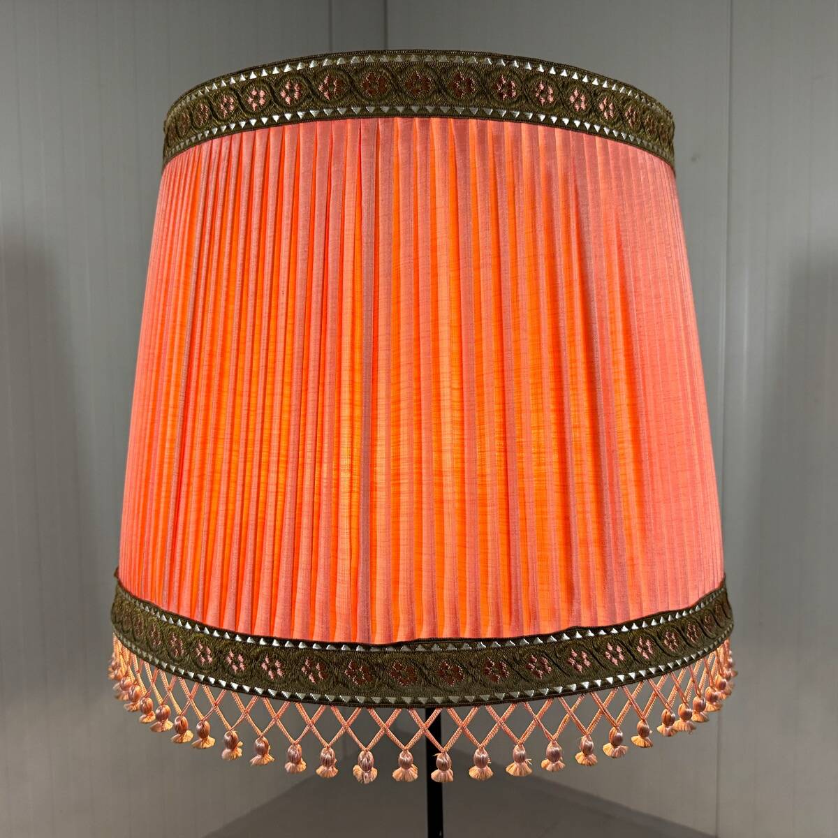 Austrian brass floor lamp pleated lampshade 1940-50’s