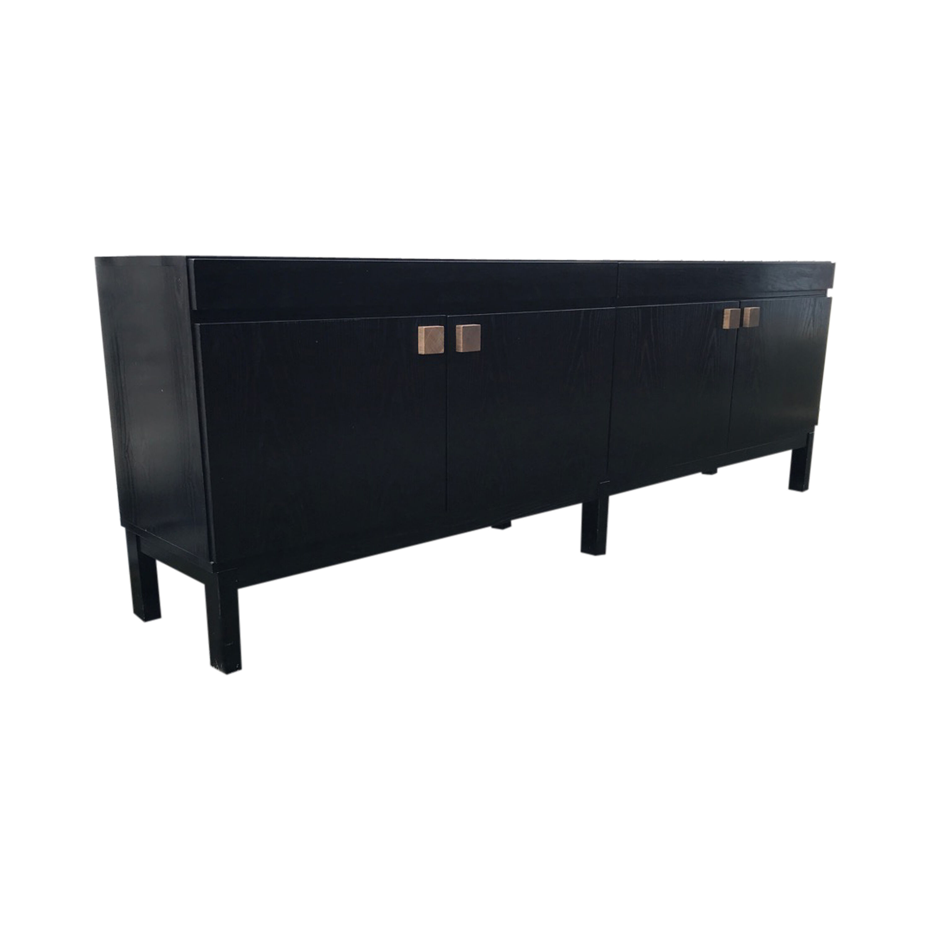 Brutalist black oak sideboard Belgium 1970s