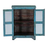 Blue display cabinet, sideboard, teak wood, India