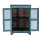Blue display cabinet, sideboard, teak wood, India