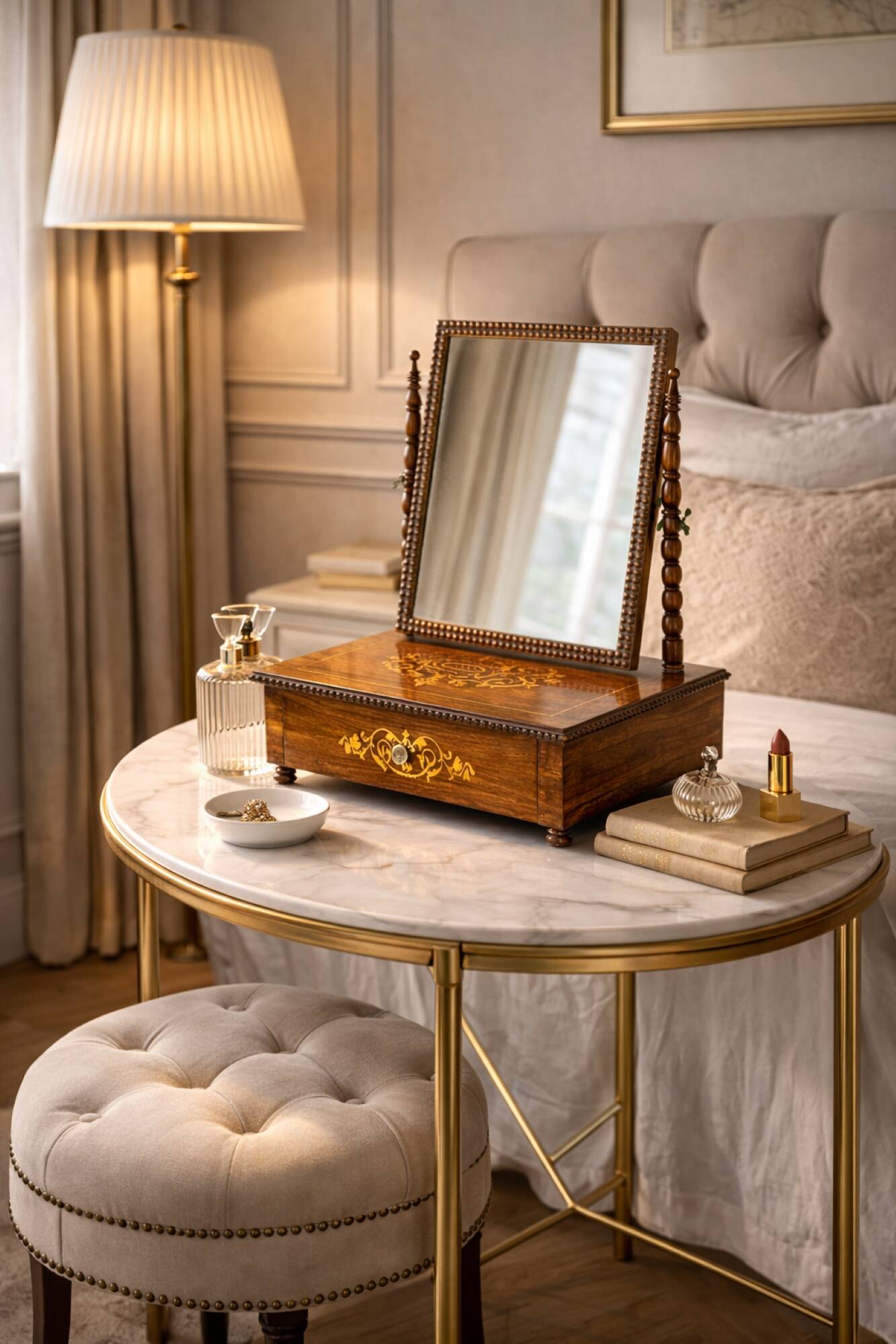 Antique Inlaid Rosewood Dressing Table, 1910s