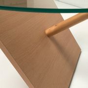Sculptural beech wood and glass round coffee table Netherlands 1990s