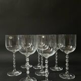 set of 8 genuine crystal wine glasses with Venetian beads