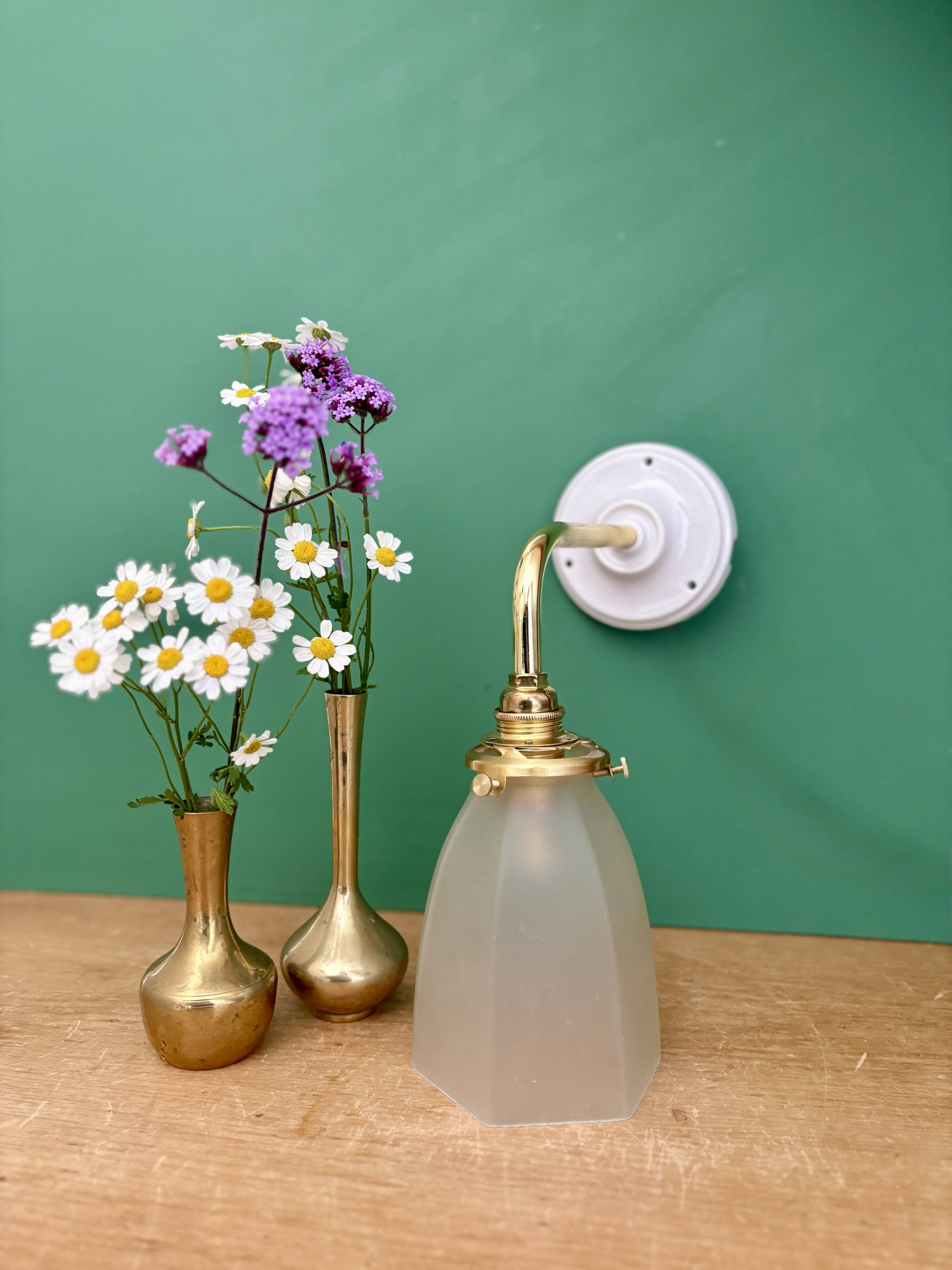 Vintage frosted glass tulip wall light