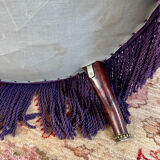 Large armchair, pouffe, purple in velvet.