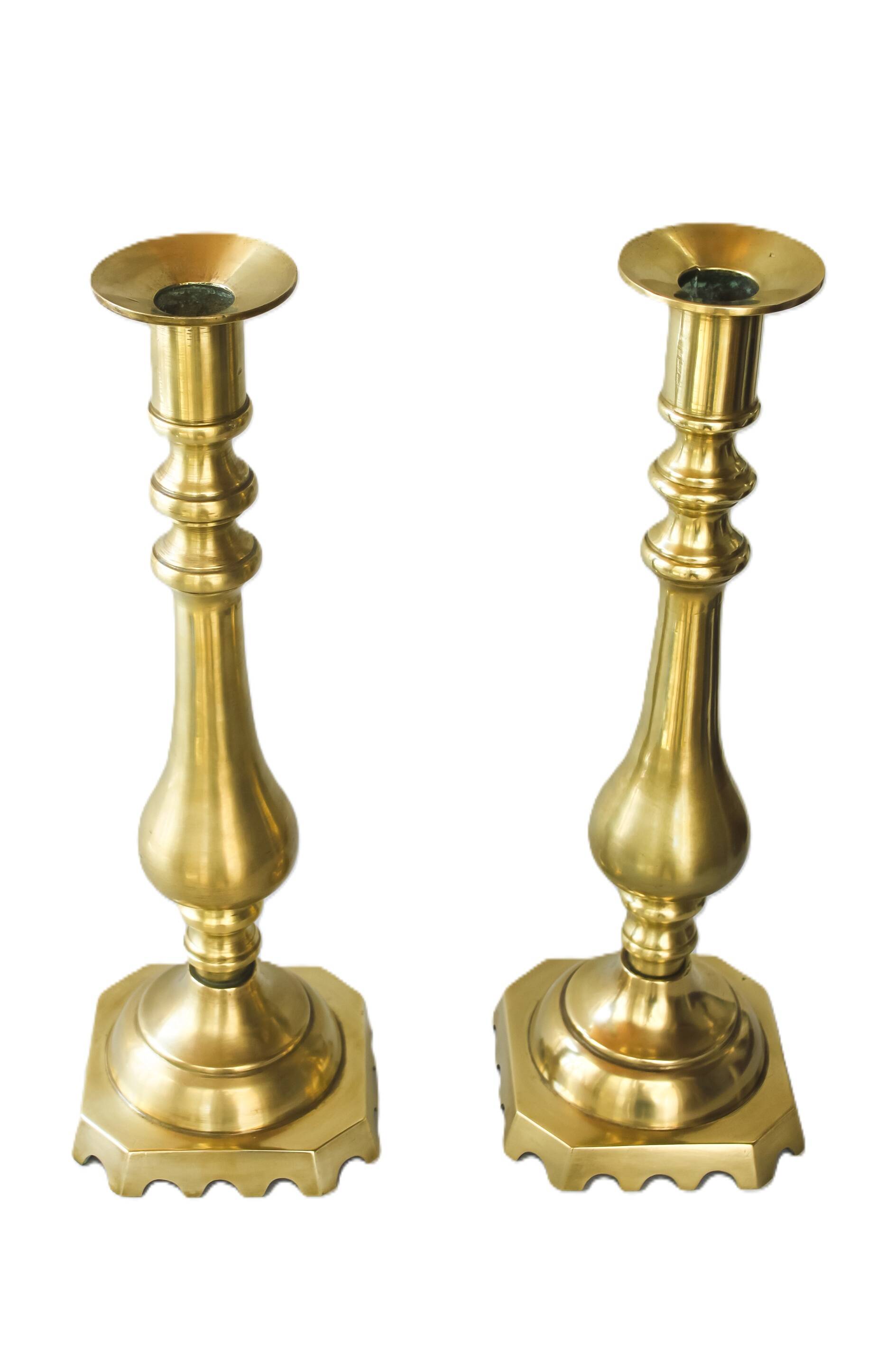 Large antique bronze candelabras. Unique pair. Candle holders.