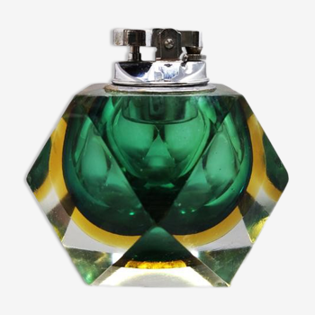 Briquet de table vert en verre Murano Sommerso par Flavio Poli pour Seguso 1960