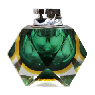 Briquet de table vert en verre Murano Sommerso par Flavio Poli pour Seguso 1960