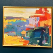 Original Oil on Canvas – “Abstract” by Ubaid Syed – Signed – Vintage & Framed – 53 × 43 cm (20.9" × 16.9")