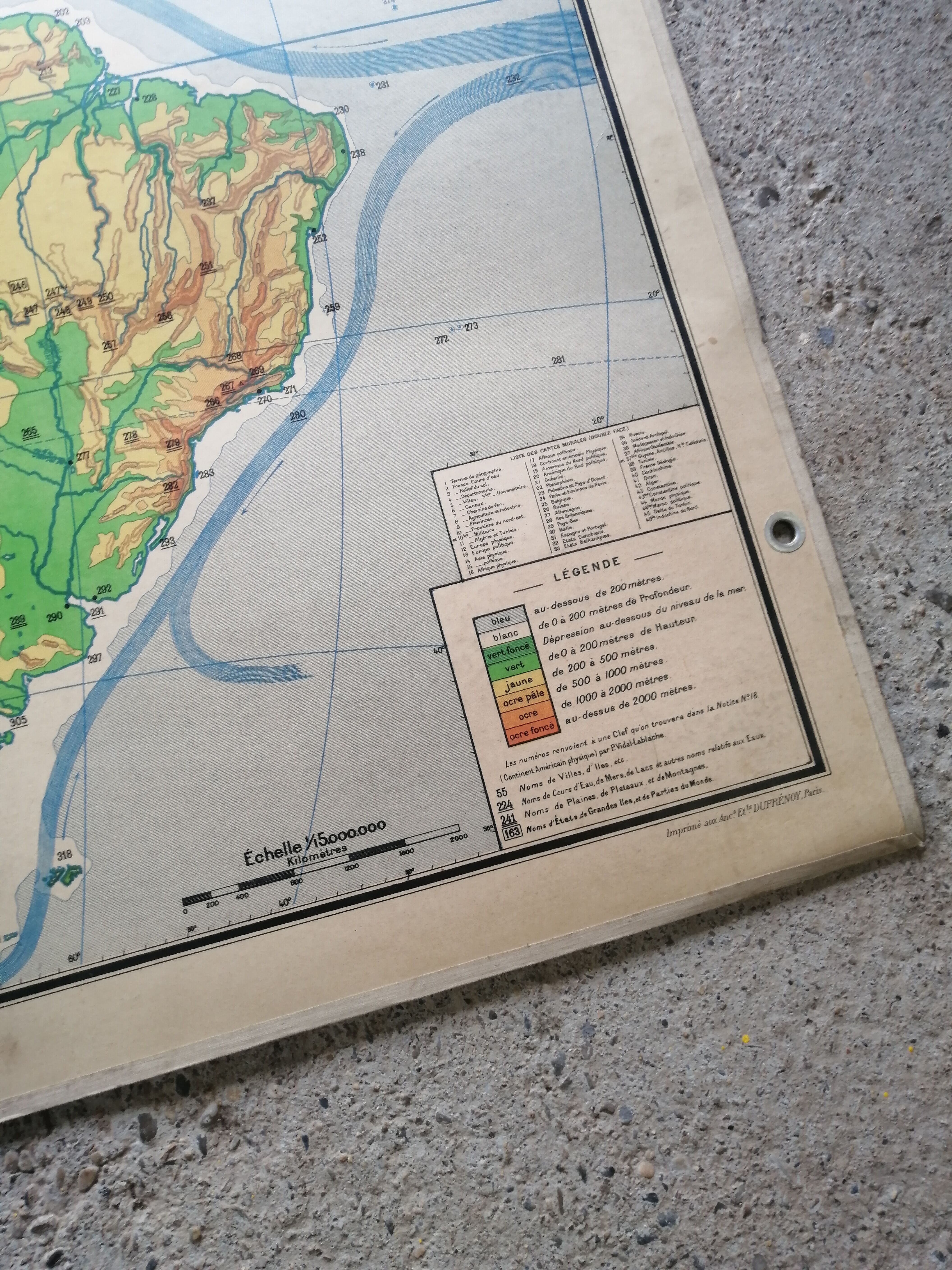 Vintage school map Lablache American Continent - USA