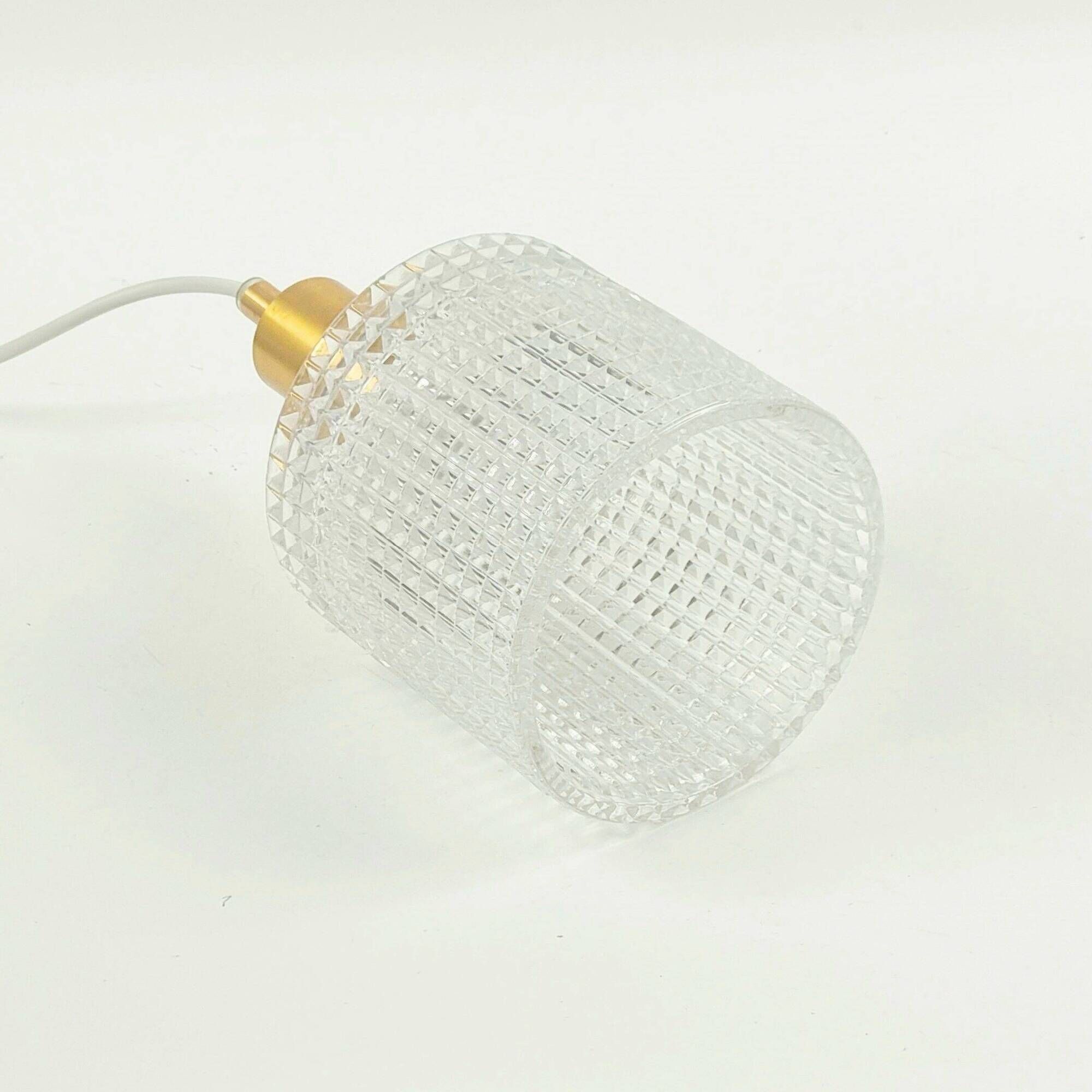 Scandinavian Glass & Brass Pendant Light by Fagerlund for Orrefors, 1960s