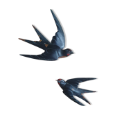 Pair of vintage wooden swallows