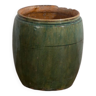 Ancient emerald green enamelled jar (circa 1820) #2