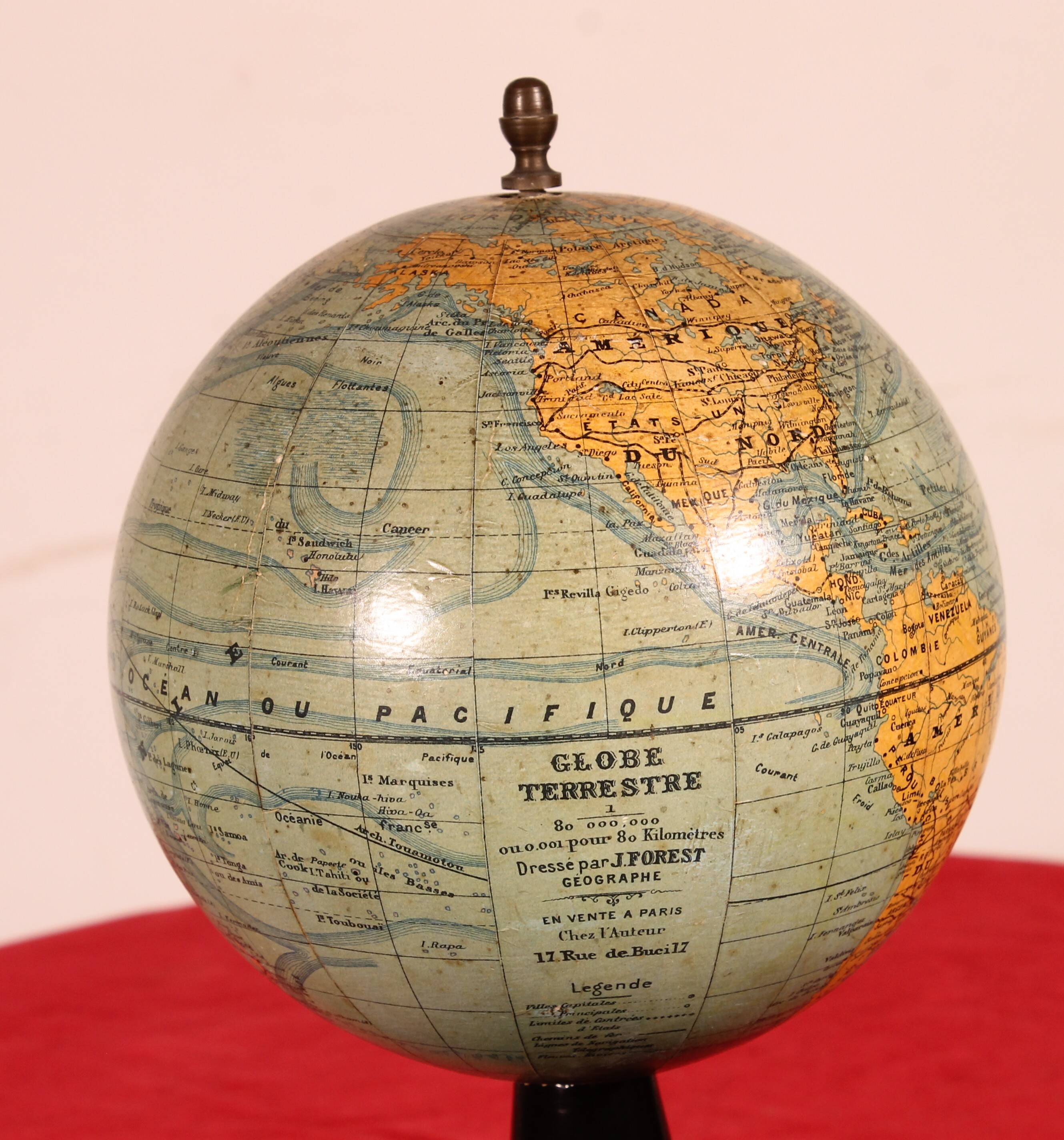 Terrestrial globe by J. Forest Paris - 19th century