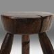 Tabouret trépied intemporel et robuste en bois foncé, France ca. 1900