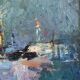 Oil on panel Arcachon Bay Cap Ferret Lighthouse 1970 signed J.Dubroc