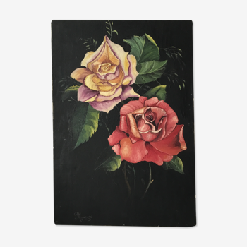 Huile sur toile « Roses »