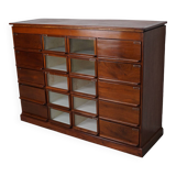 Vintage Dutch Oak / Mahogany Haberdashery Shop Cabinet, 1930s