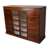 Vintage Dutch Oak / Mahogany Haberdashery Shop Cabinet, 1930s