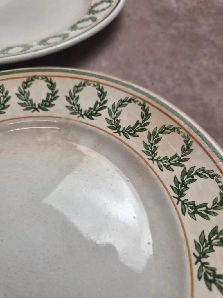 Set of 8 dessert plates Saint-Amand Hamage model Marceau – antique earthenware