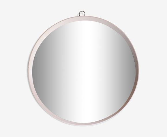 Miroir rond vintage, bois laqué, Scandinavie 1960