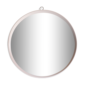 Vintage round mirror, lacquered wood, Scandinavia 1960