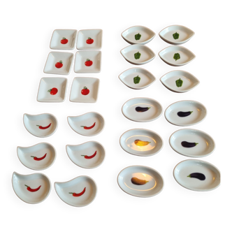 Service of 24 condiment dishes
