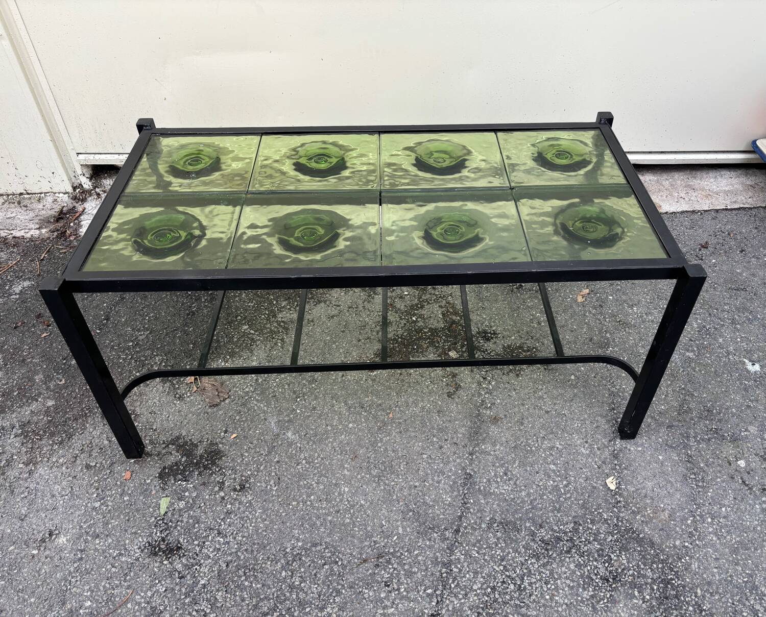 Vintage 1950s coffee table in molded glass, unique design