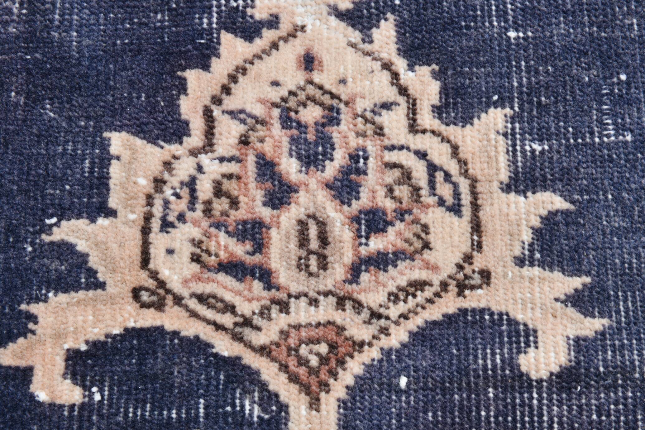 4x7 Beige & Blue Wool Vintage Rug, Handwoven Persian Rug, 116x198Cm