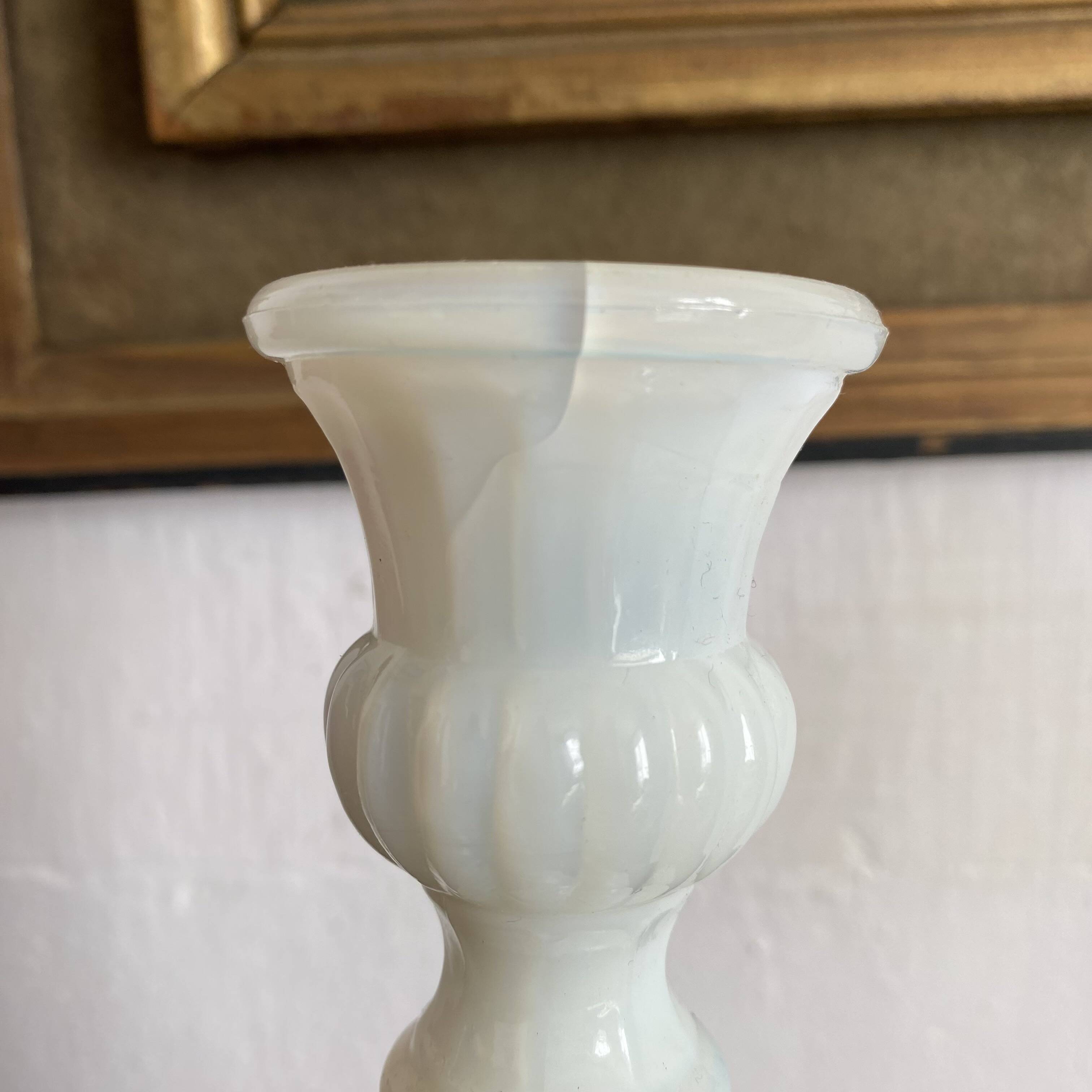 Pair of opaline candlesticks
