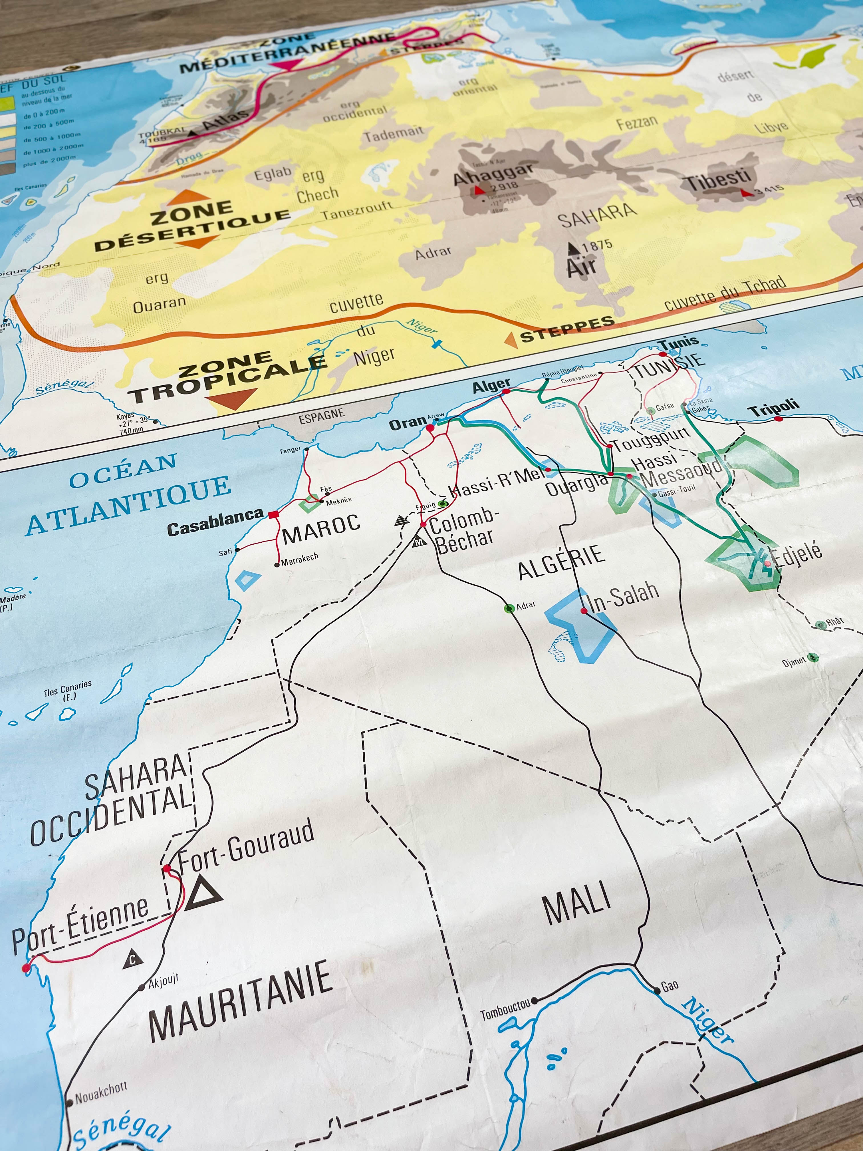 Vintage school map of West Africa / Sahara by Hachette Rossignol
