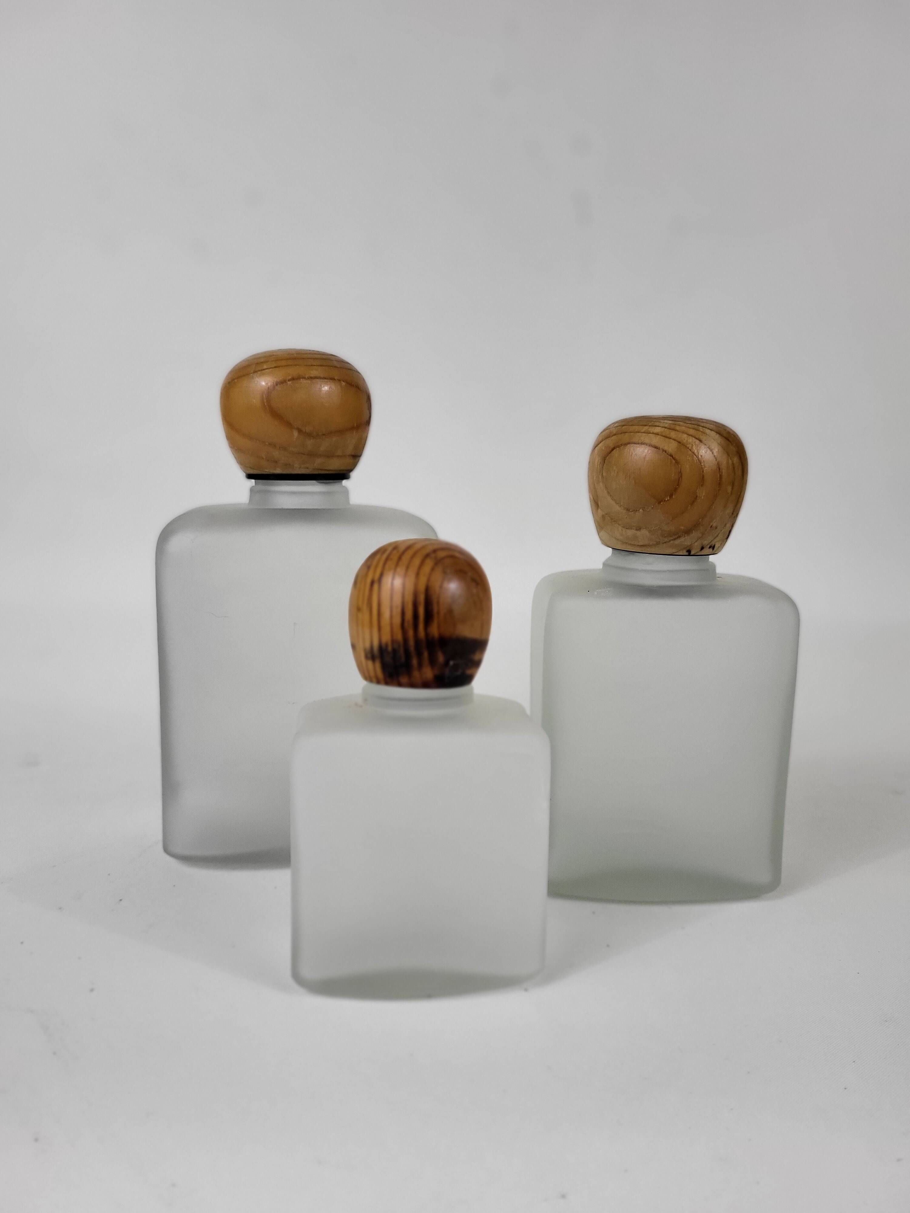 Set of 3 vintage frosted glass bottles