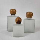 Set of 3 vintage frosted glass bottles