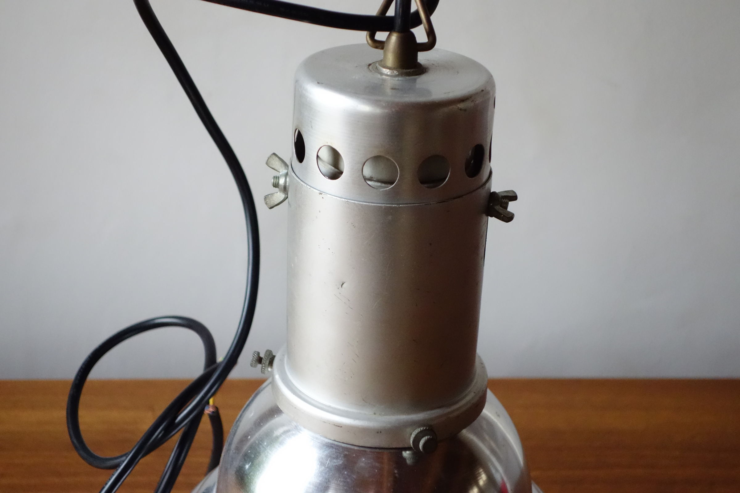 Hanging lamp industrial aluminum 1950 1960