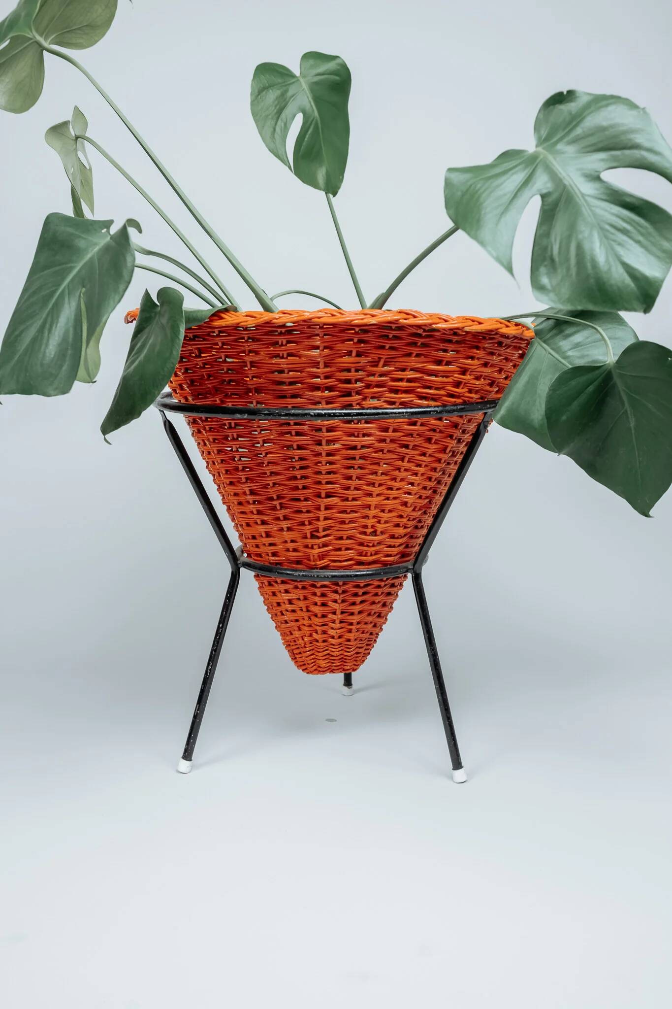 Vintage orange basket for plants or toys, Dirk van Sliedrecht for Rohé