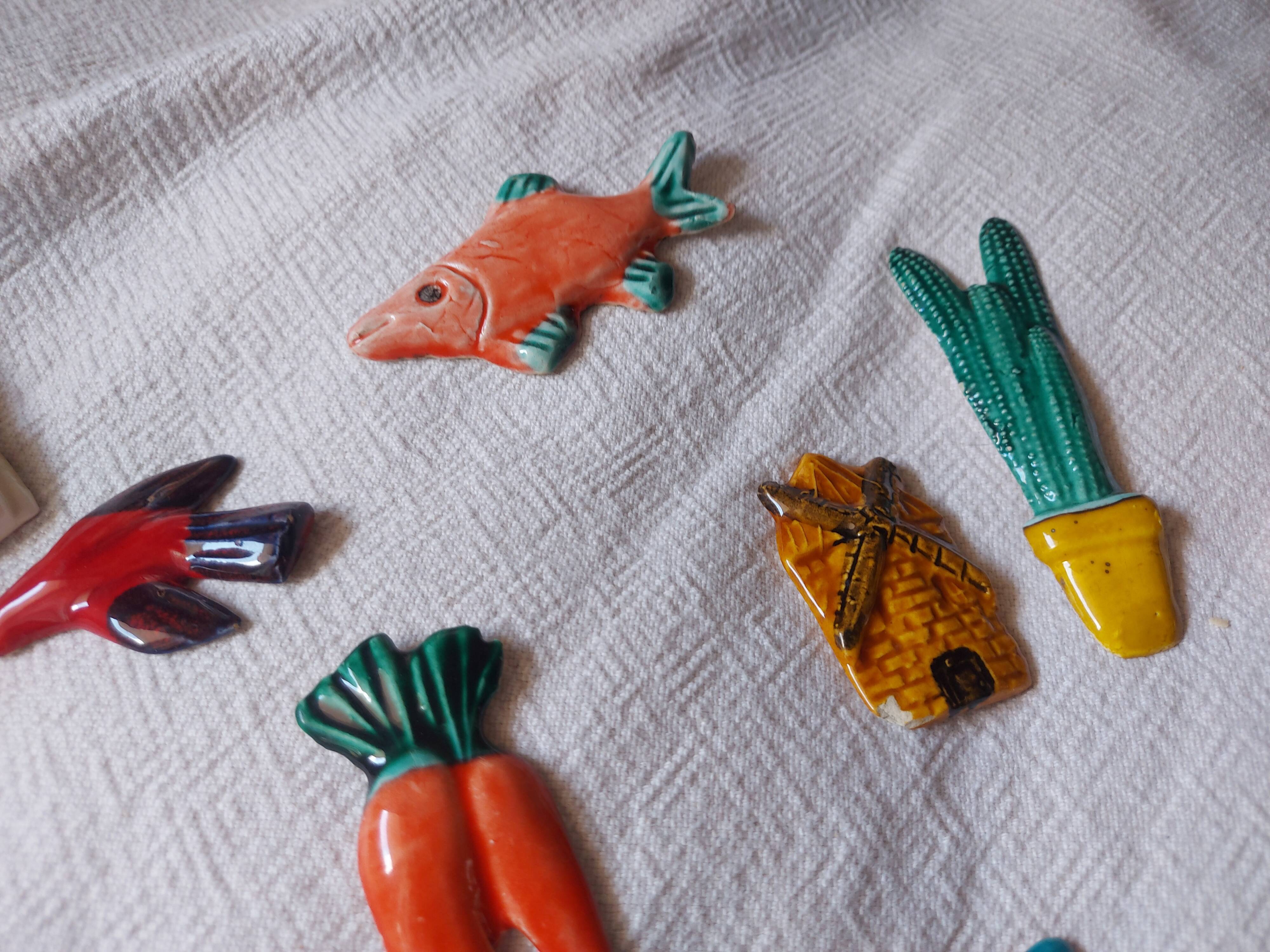 Set of 10 ceramics animals, fish, butterfly