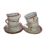 6 white cups and their limoges porcelain saucers. Signed Giroud.