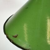 Industrial British Green Enamel Factory Pendant Lamp, 1950s