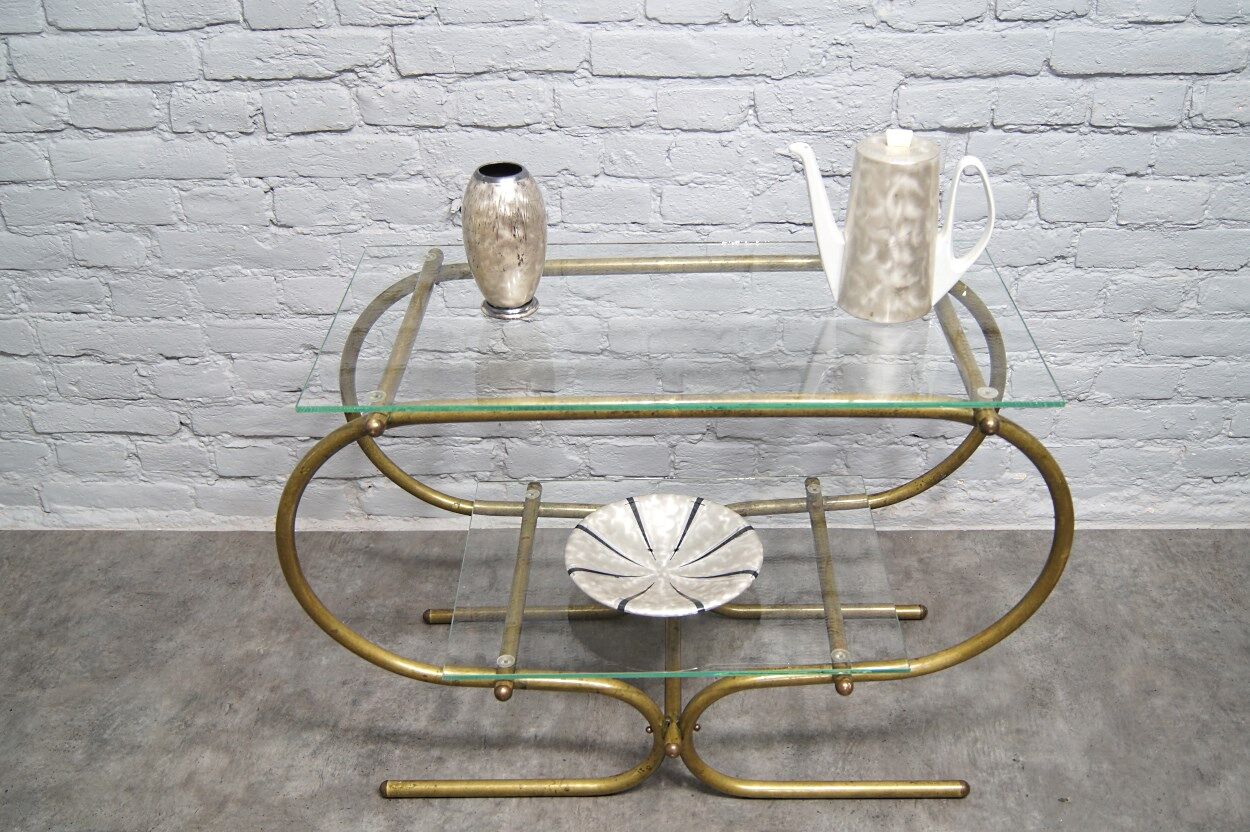Bauhaus Tubular Brass Side Table, 1930s
