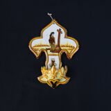 Polychrome earthenware holy water font signed Henriot Quimper from the 60s vintage