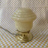 Table lamp with yellow Clichy glass globe