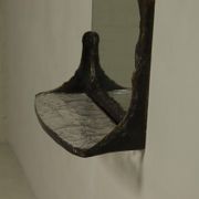 Lothar Klute sculptural bronze wall mirror with glass shelf 1990s
