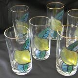 6 glass orangeade glasses, 1970s