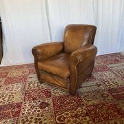 Vintage club armchair in cowhide leather