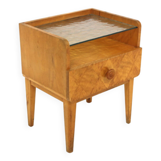 Birch bedside table, Swedish Modern, Sweden, 1940s
