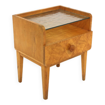 Birch bedside table, Swedish Modern, Sweden, 1940s