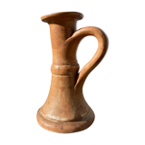 Candle holder in beige brown enamelled sandstone
