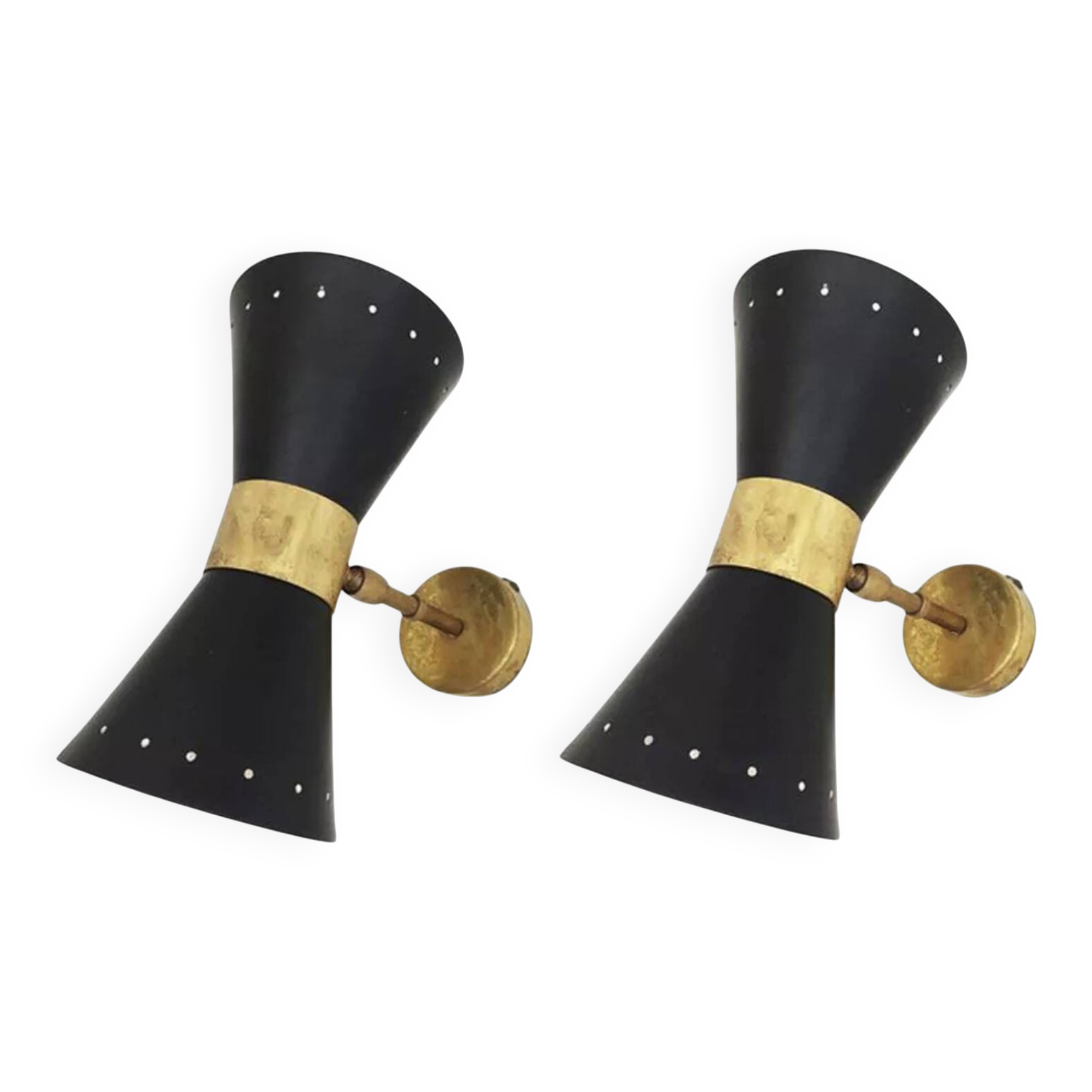 Pair of Italian diabolo wall lights, 1950s