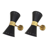 Pair of Italian diabolo wall lights, 1950s